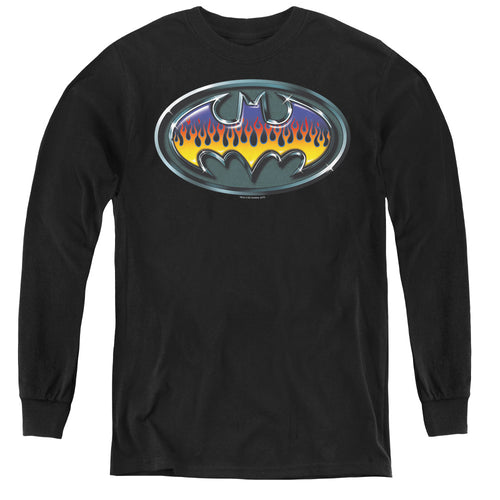 Batman Hot Rod Shield Youth Long Sleeve T-Shirt