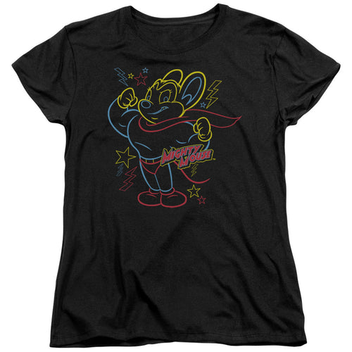 Mighty Mouse Neon Hero Womens T-Shirt