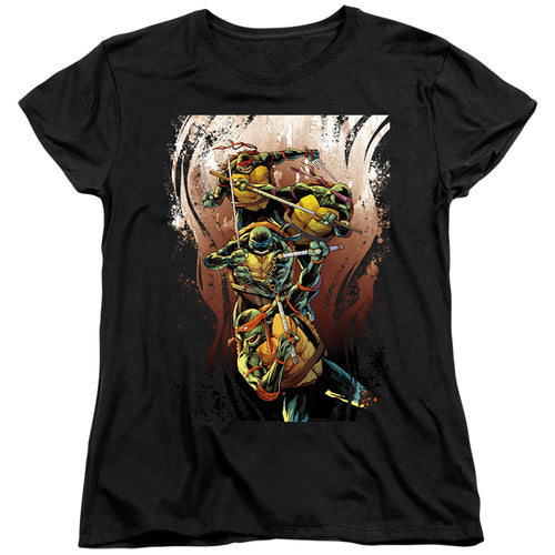 Teenage Mutant Ninja Turtles Earthy Rainbow Warriors Womens T-Shirt
