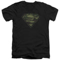 Superman Camo Logo Distressed V-Neck T-Shirt