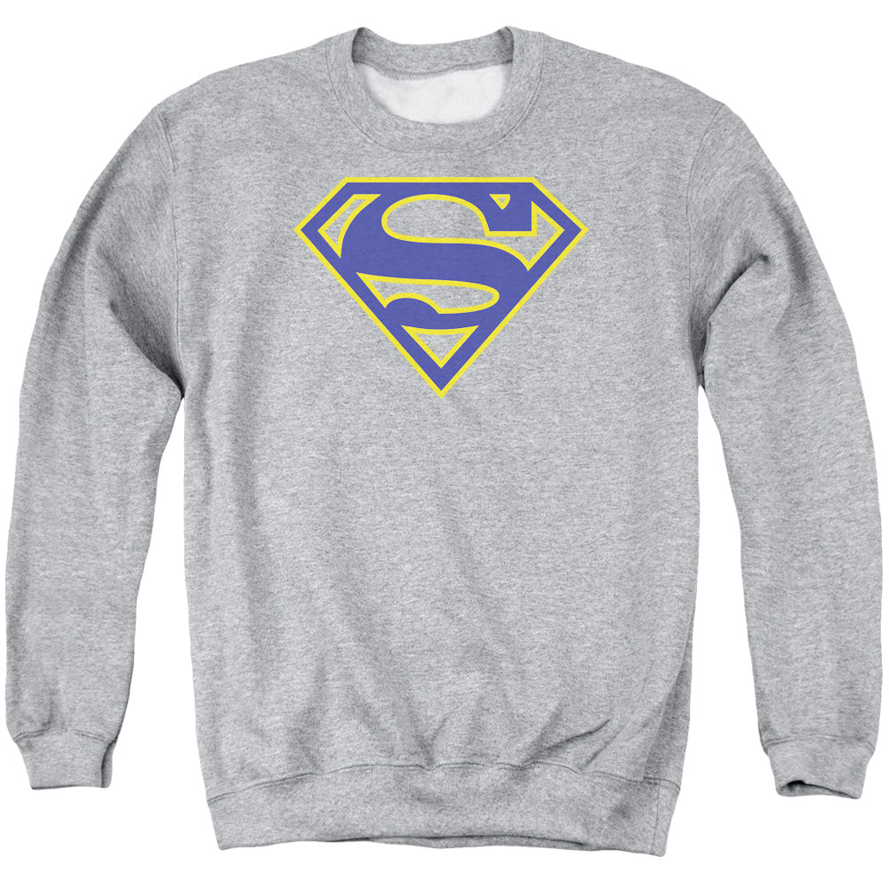 Superman Maize & Blue Shield Athletic Heather Crewneck Sweatshirt