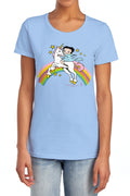 Betty Boop Unicorn & Rainbows Womens T-Shirt