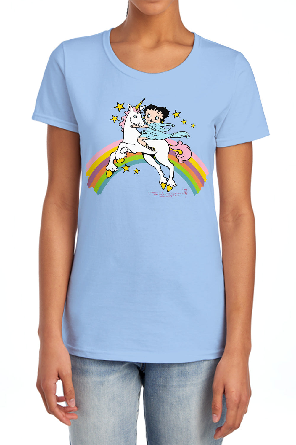 Betty Boop Unicorn & Rainbows Womens T-Shirt