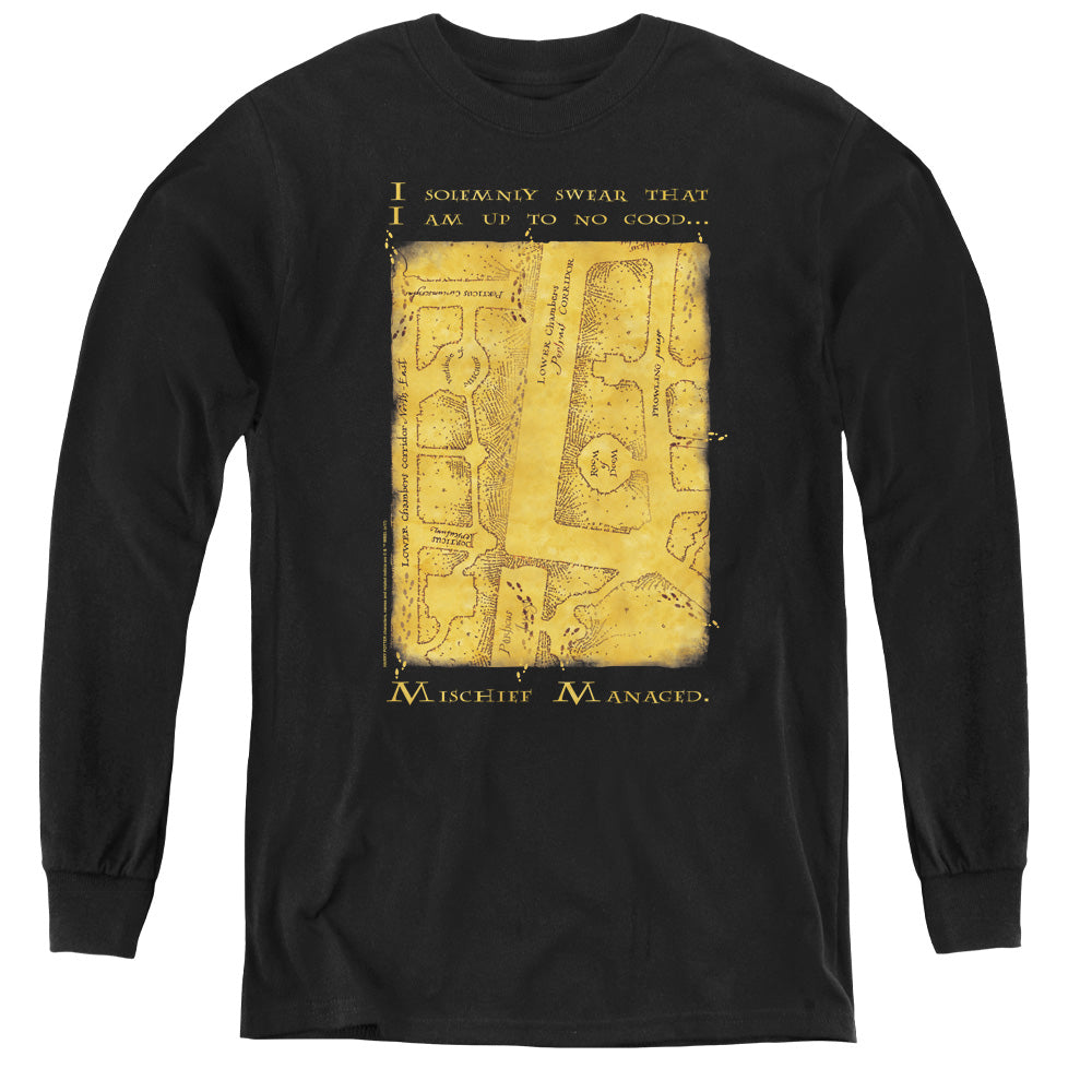 Harry Potter Marauders Map Interior Words Youth Long Sleeve T-Shirt