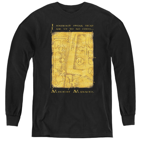 Harry Potter Marauders Map Interior Words Youth Long Sleeve T-Shirt