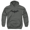 Batman Bat Swarm Logo on Charcoal Youth Hoodie