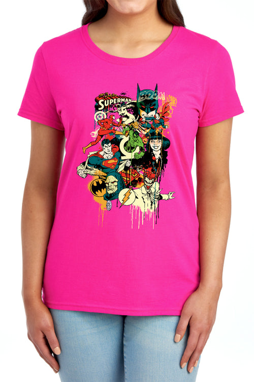 DC Comics Dripping Characters Womens T-Shirt