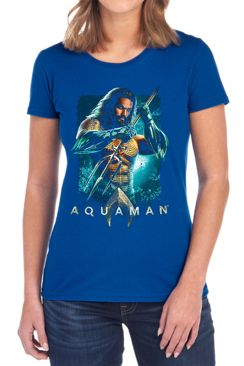Aquaman Trident Womens T-Shirt