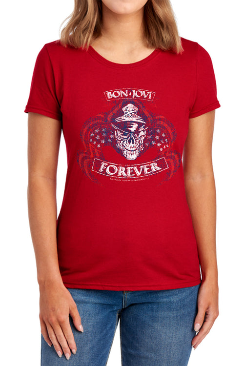 Bon Jovi Forever Skull Womens T-Shirt