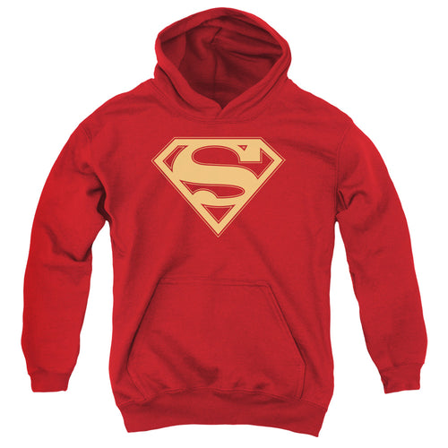 Superman Red & Gold Shield Red Youth Hoodie