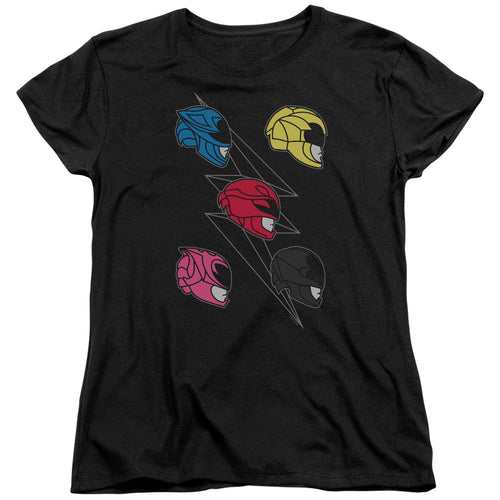 Mighty Morphin Power Rangers: The Movie Line Helmets Womens T-Shirt