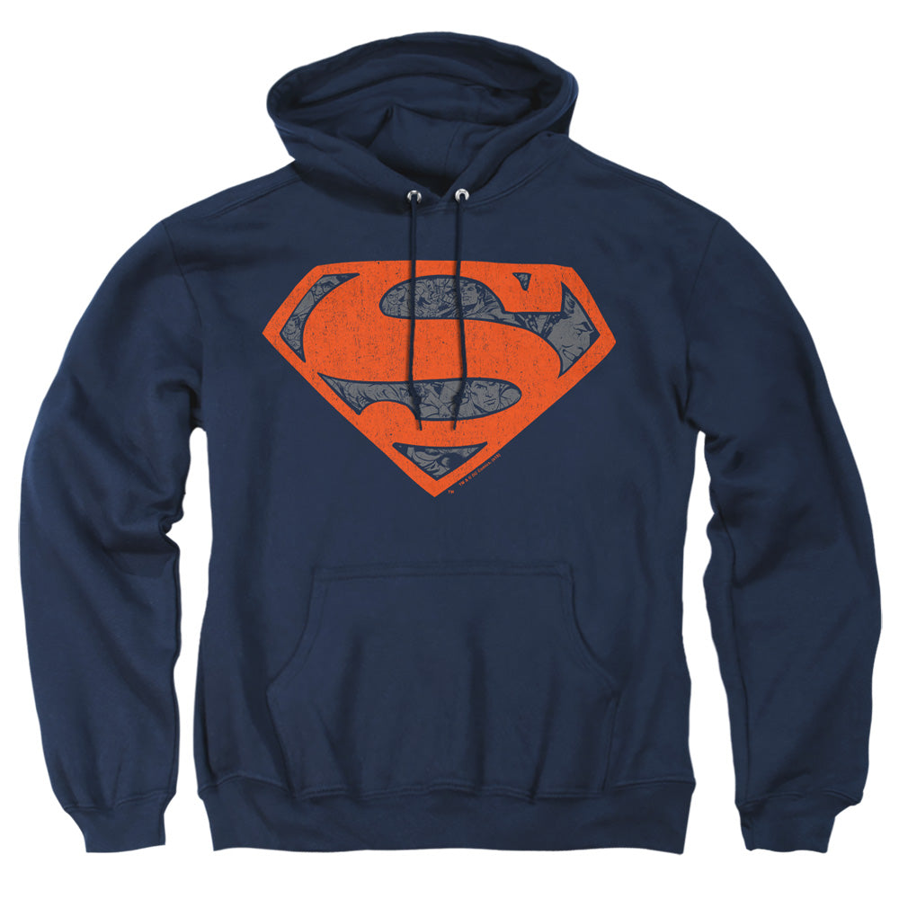 Superman Vintage Shield Collage Navy Pullover Hoodie