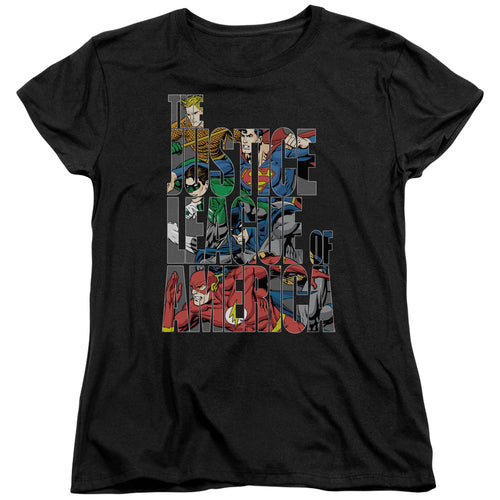 Justice League Lettered League Womens T-Shirt