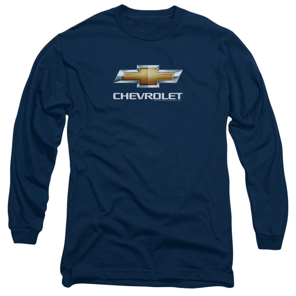 Chevy Bowtie Stacked Navy Long Sleeve T-Shirt