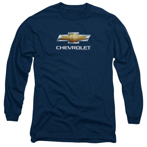 Chevy Bowtie Stacked Navy Long Sleeve T-Shirt