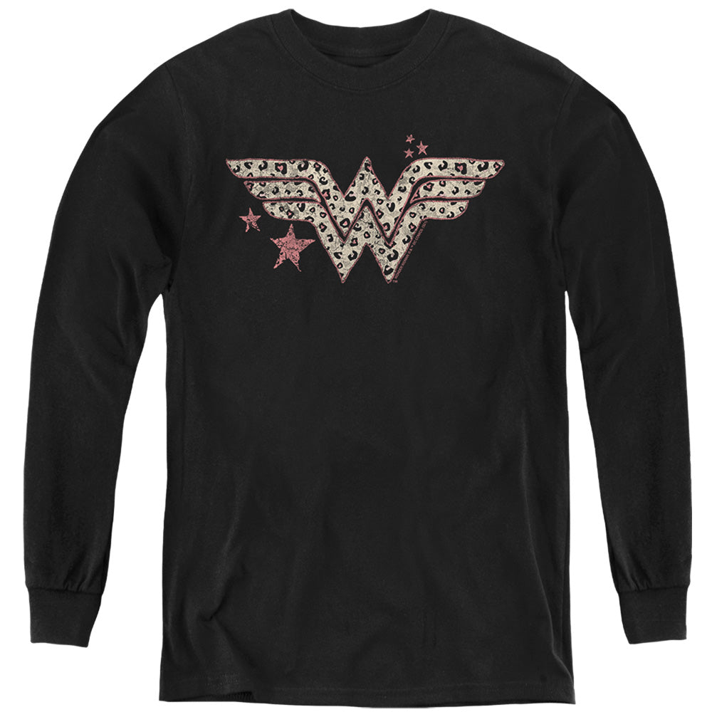 Wonder Woman Leopard Logo Youth Long Sleeve T-Shirt