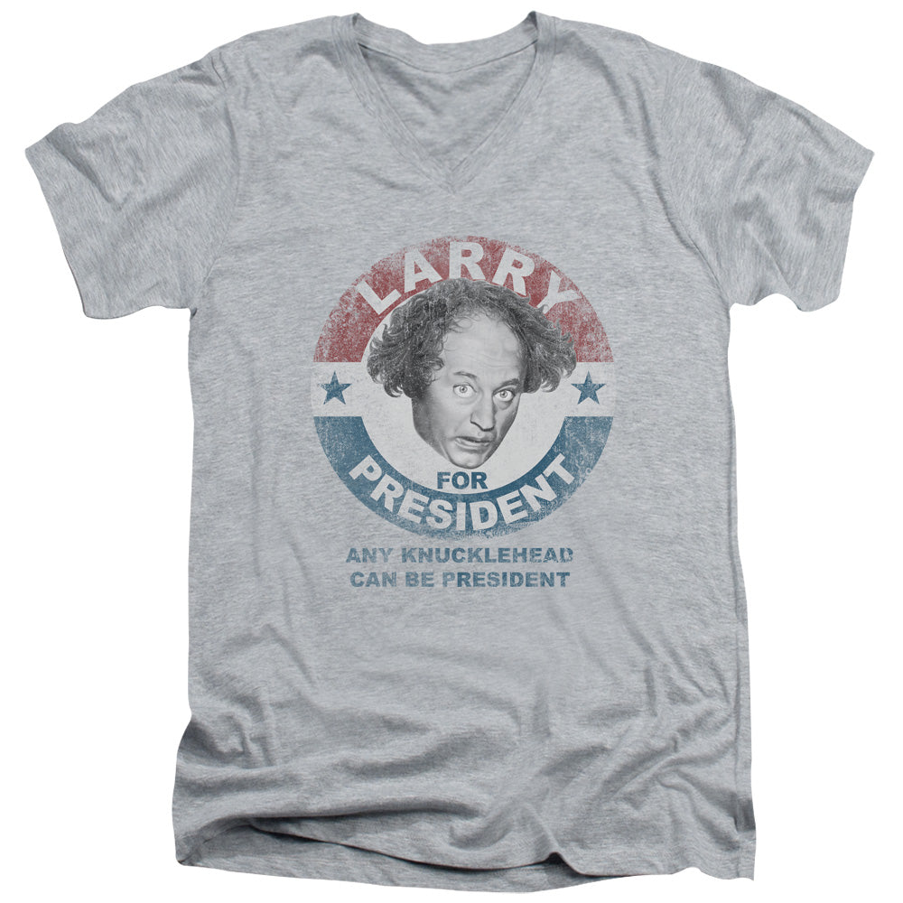 The Three Stooges Larry for President V-Neck T-Shirt