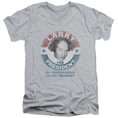 The Three Stooges Larry for President V-Neck T-Shirt