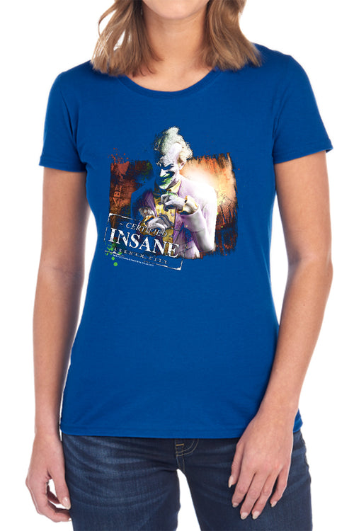 Batman Certified Insane Womens T-Shirt