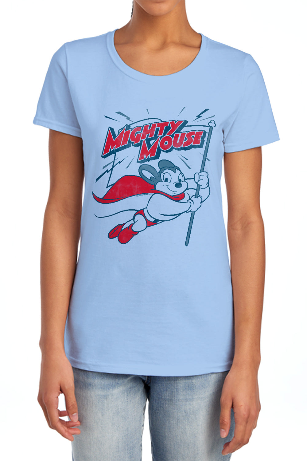 Mighty Mouse Mighty Flag Womens T-Shirt