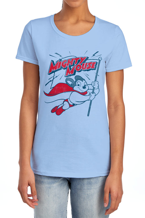 Mighty Mouse Mighty Flag Womens T-Shirt