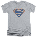 Superman Blue & Orange Shield Athletic Heather V-Neck T-Shirt