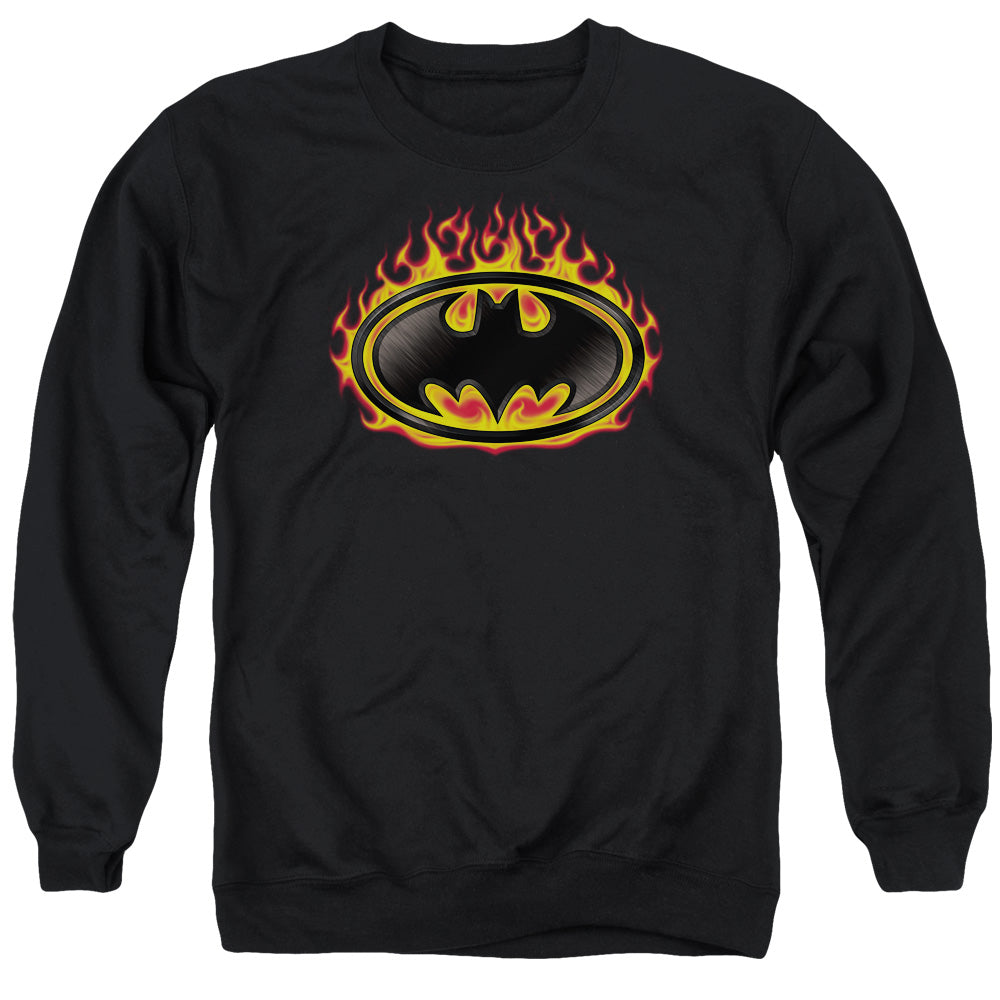 Batman Bat Flames Shield Crewneck Sweatshirt