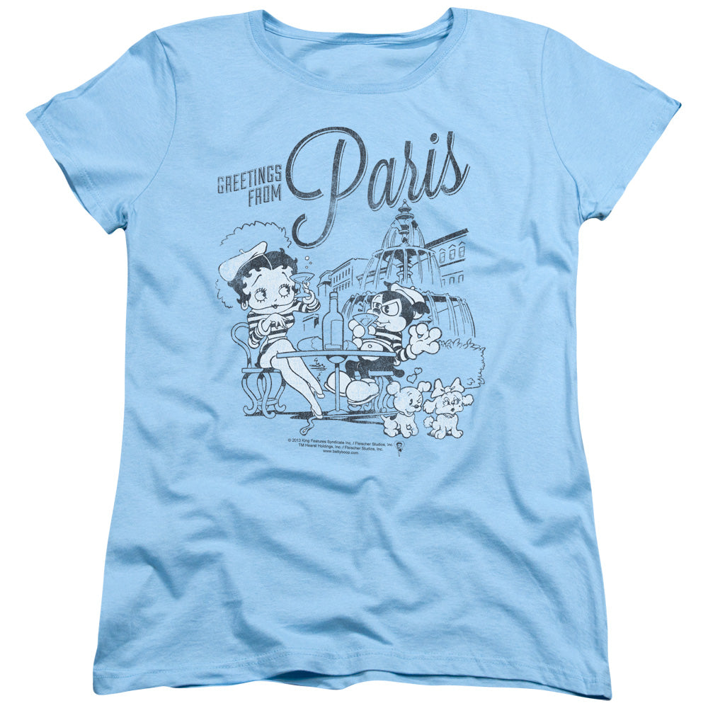 Betty Boop Greetings From Paris Womens T-Shirt