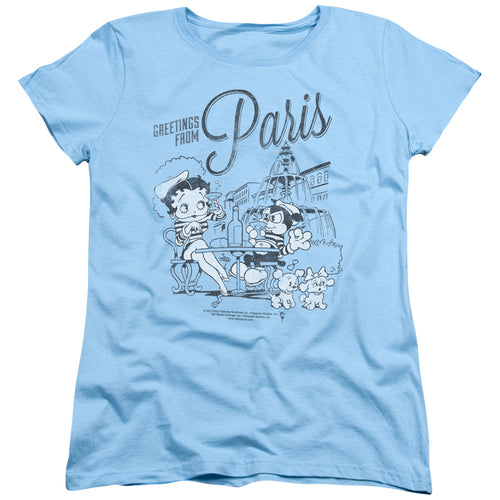 Betty Boop Greetings From Paris Womens T-Shirt