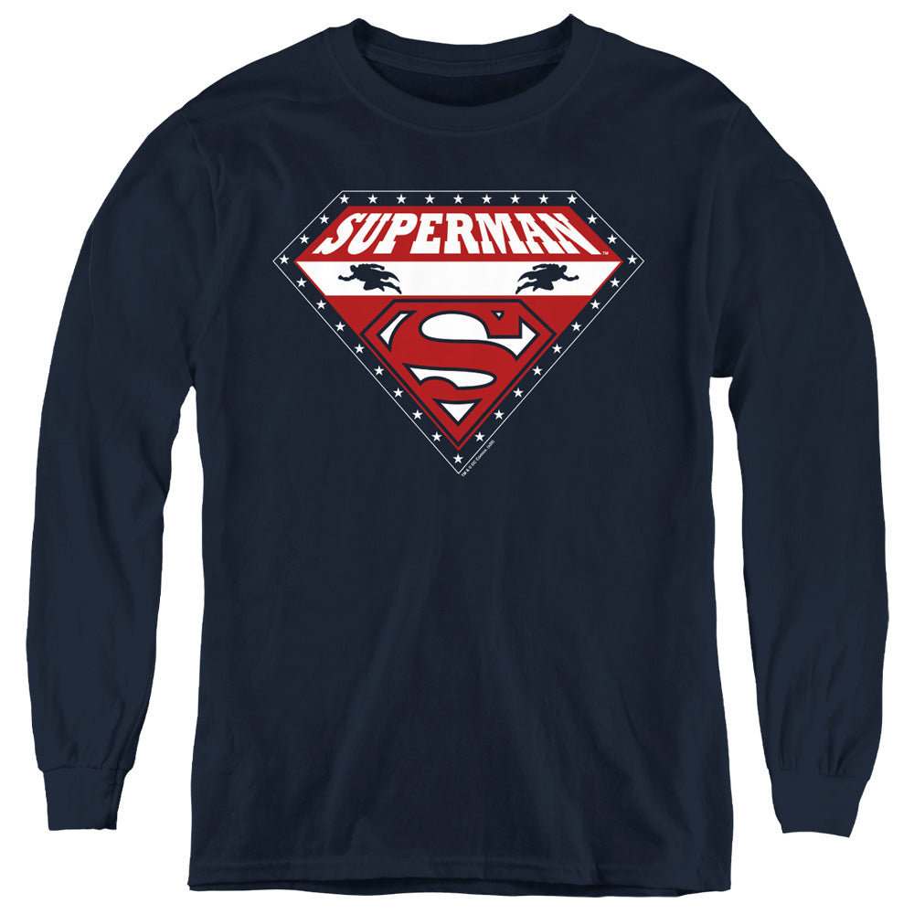 Superman for President Navy Youth Long Sleeve T-Shirt