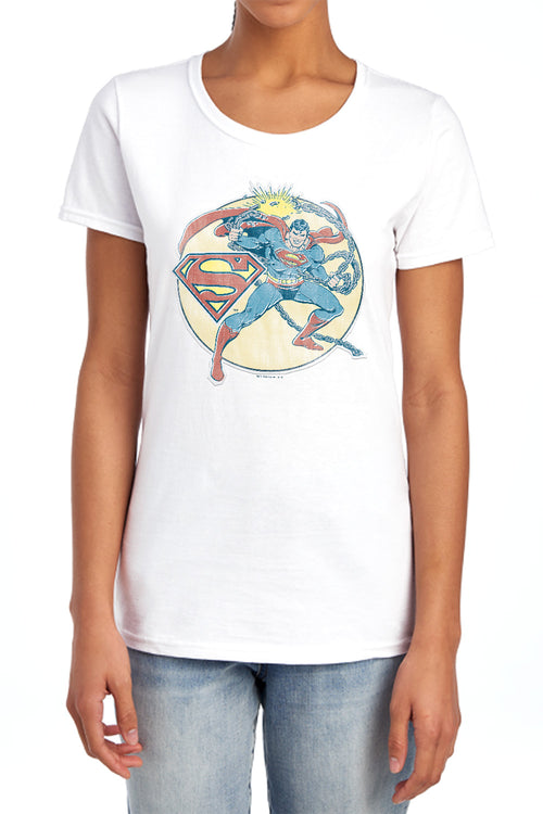 DC Comics Retro Superman Iron On Womens T-Shirt