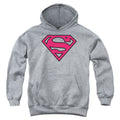 Superman Red & Black Shield Athletic Heather Youth Hoodie
