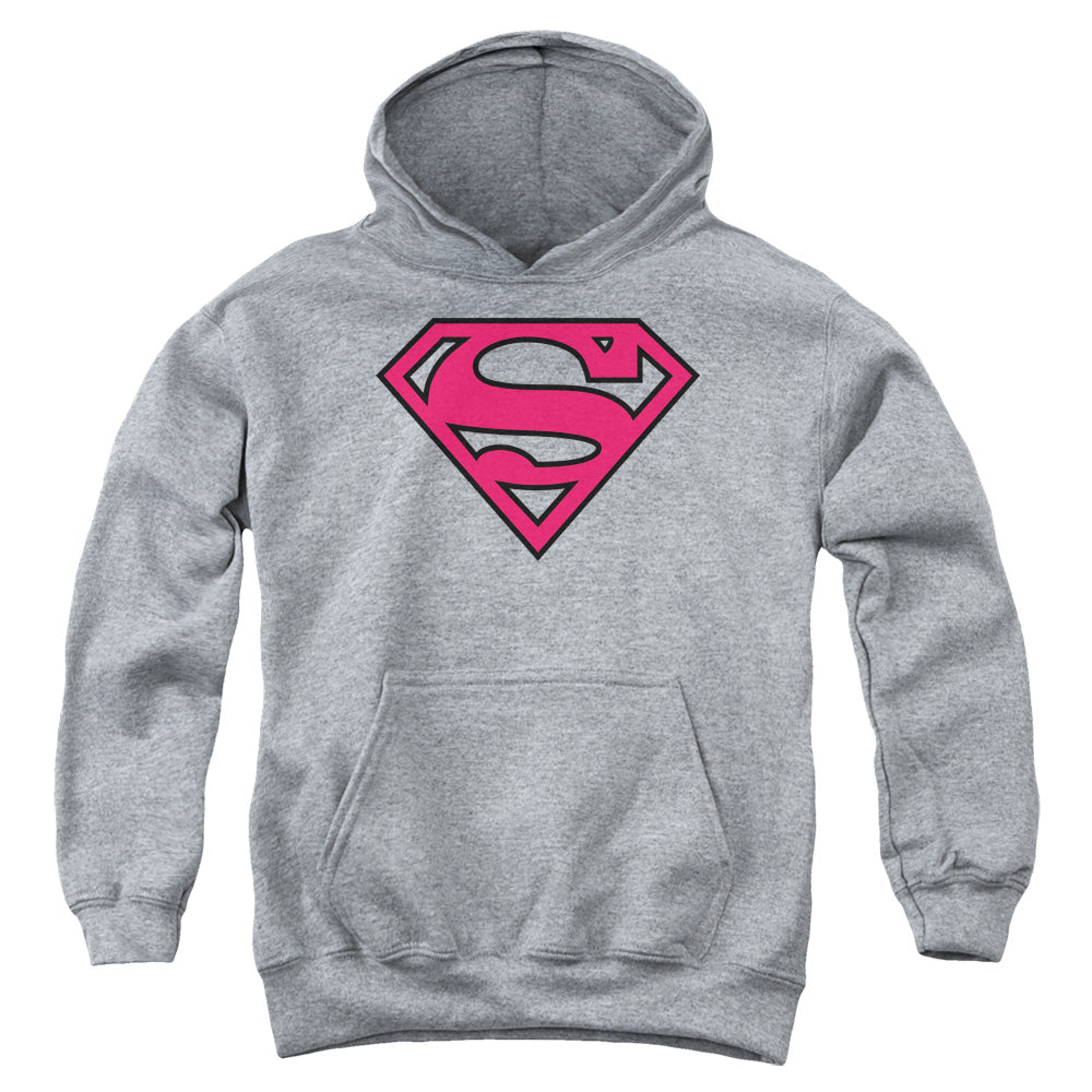 Superman Red & Black Shield Athletic Heather Youth Hoodie