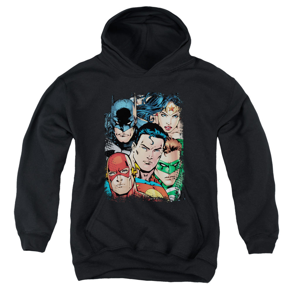 Justice League Up Close And Personal Youth Hoodie