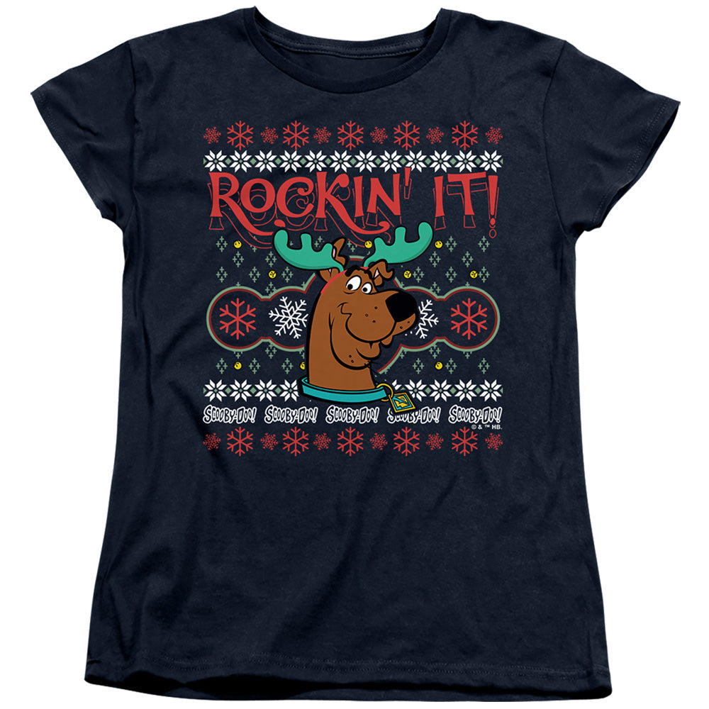 Scooby-Doo Rockin' It Ugly Christmas Womens T-Shirt