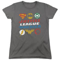 Justice League Pixel Logos Womens T-Shirt