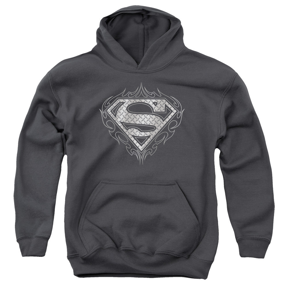 Superman Tribal Steel Logo Youth Hoodie