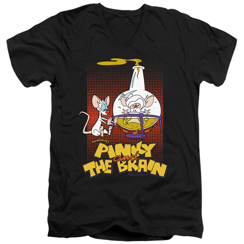 Pinky and the Brain Lab Flask V-Neck T-Shirt