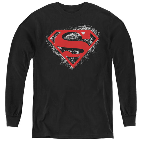 Superman Hardcore Noir Shield Youth Long Sleeve T-Shirt