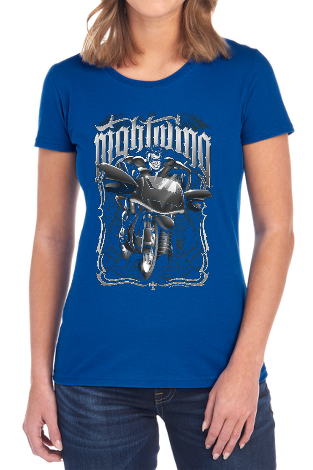 Batman Nightwing Biker Womens T-Shirt