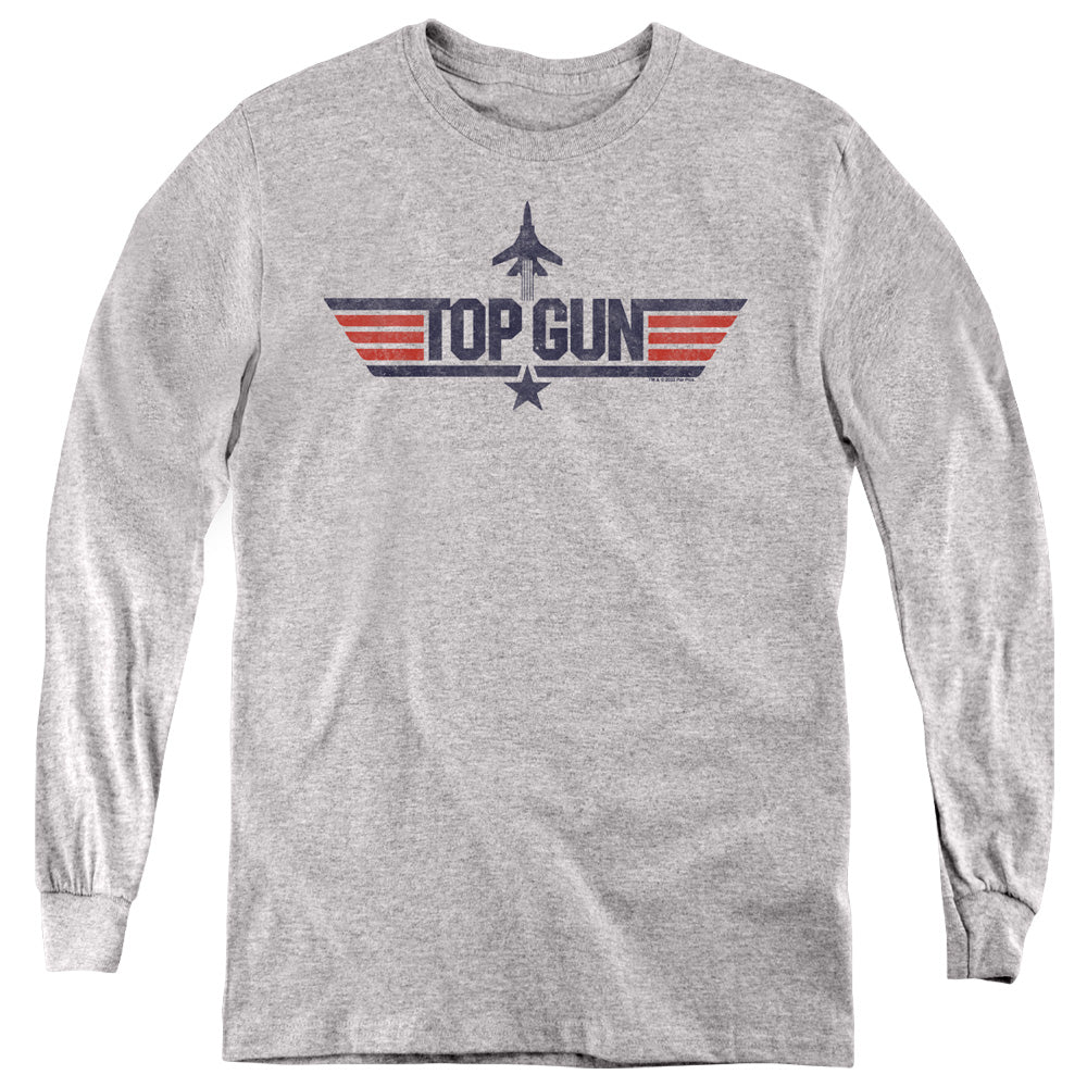 Top Gun Logo Grey Youth Long Sleeve T-Shirt