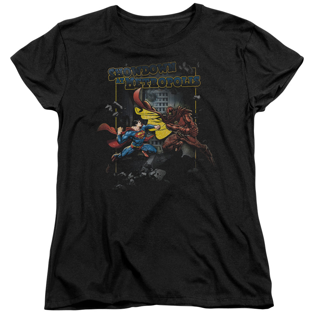 Superman Showdown Womens T-Shirt