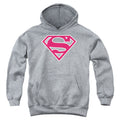 Superman Red & White Shield Athletic Heather Youth Hoodie