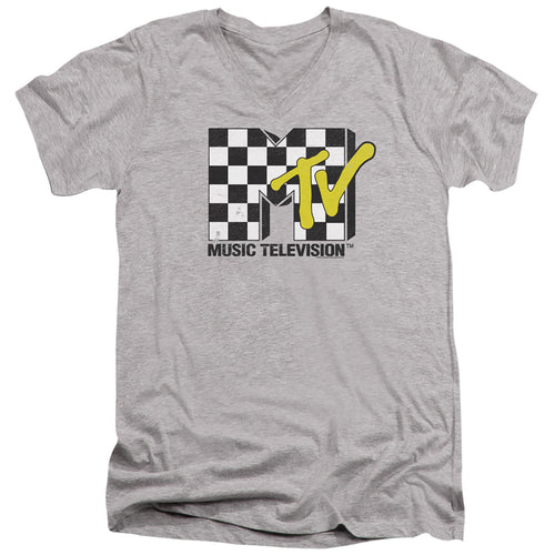 MTV Checker Board Logo V-Neck T-Shirt