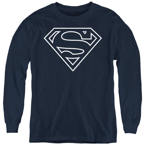 Superman Navy & White Shield Navy Youth Long Sleeve T-Shirt