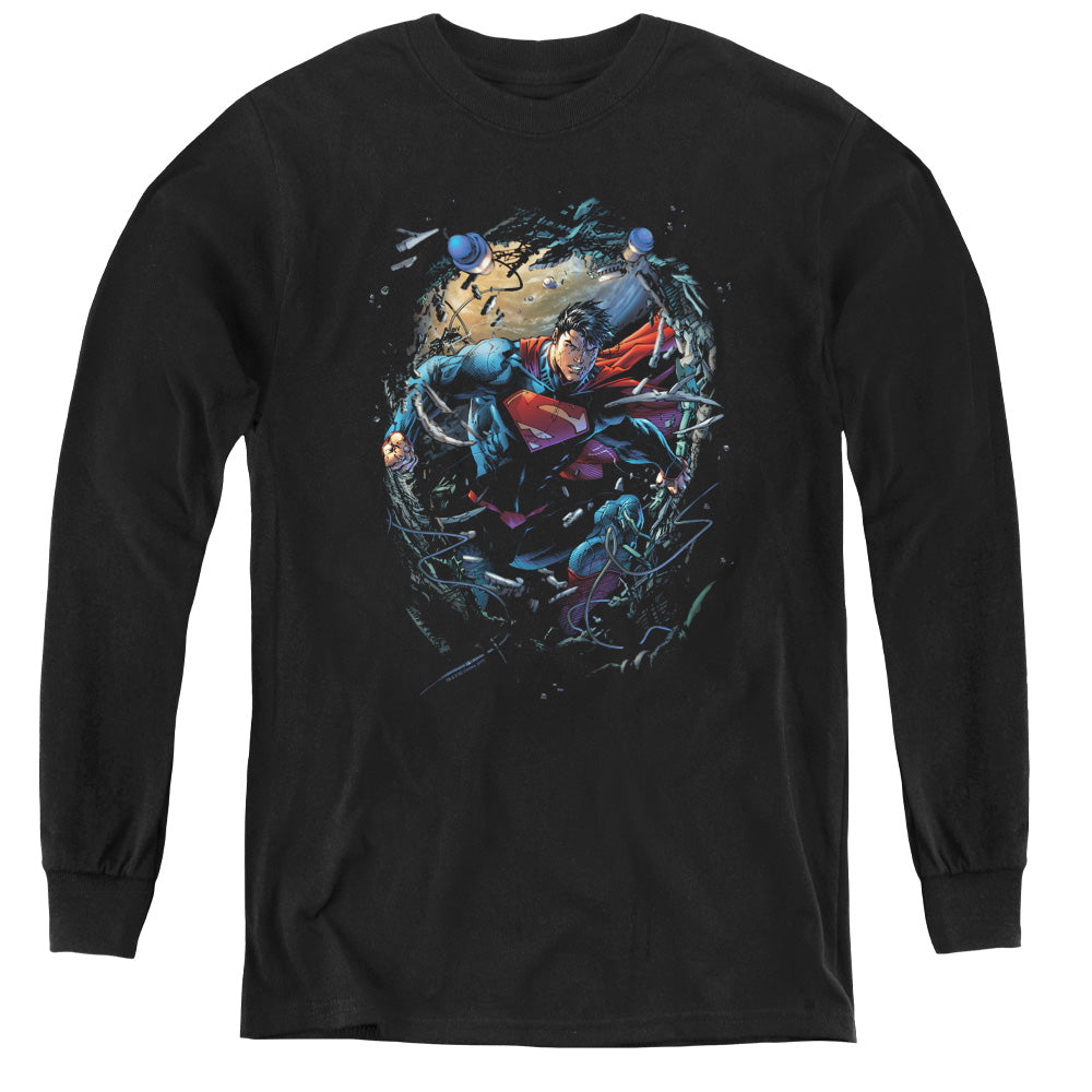 Superman Breaking Space Youth Long Sleeve T-Shirt