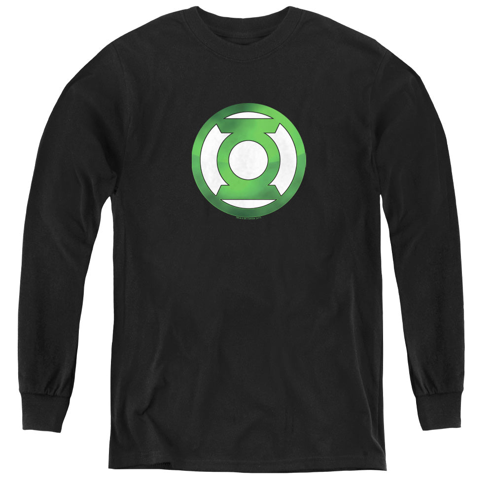 Green Lantern Green Chrome Logo Youth Long Sleeve T-Shirt