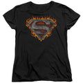 Superman Iron Fire Shield Womens T-Shirt