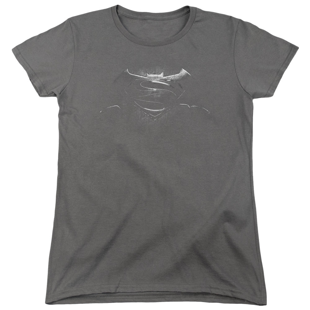 Batman v Superman Bw Logo Womens T-Shirt