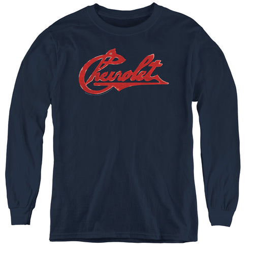 Chevy Chevrolet Script Distressed Youth Long Sleeve T-Shirt